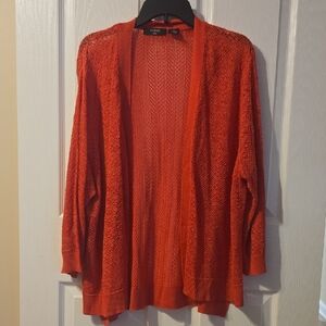 Verve Dark Melon Cardigan Sweater Open-Front Knit